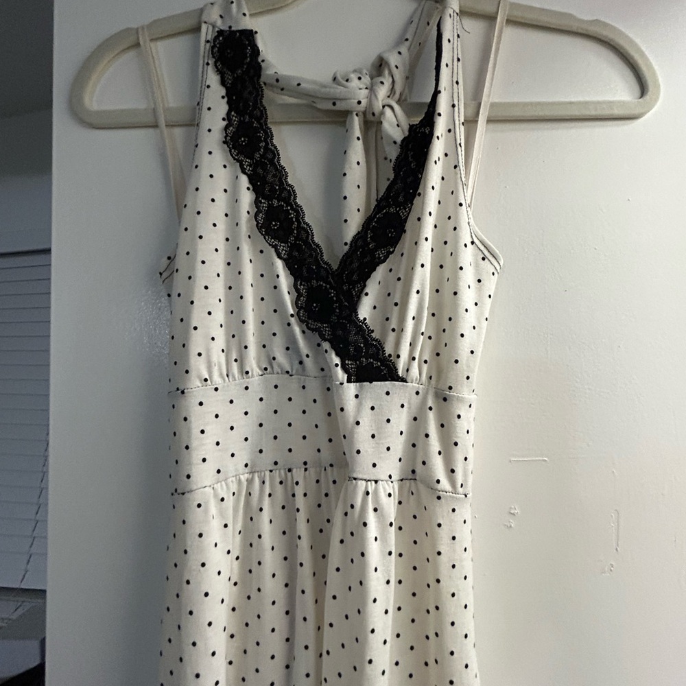 Elegant Black and White Polka Dot Dress - Picture 2 of 3
